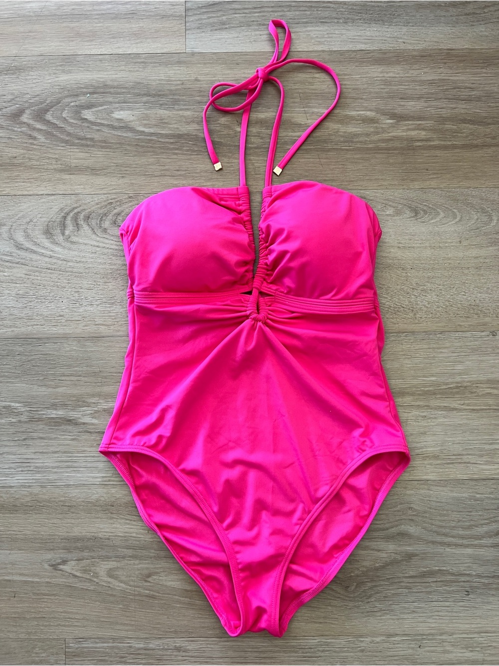 Michael Kors Hot Pink One-Piece Swimsuit with Halter Tie